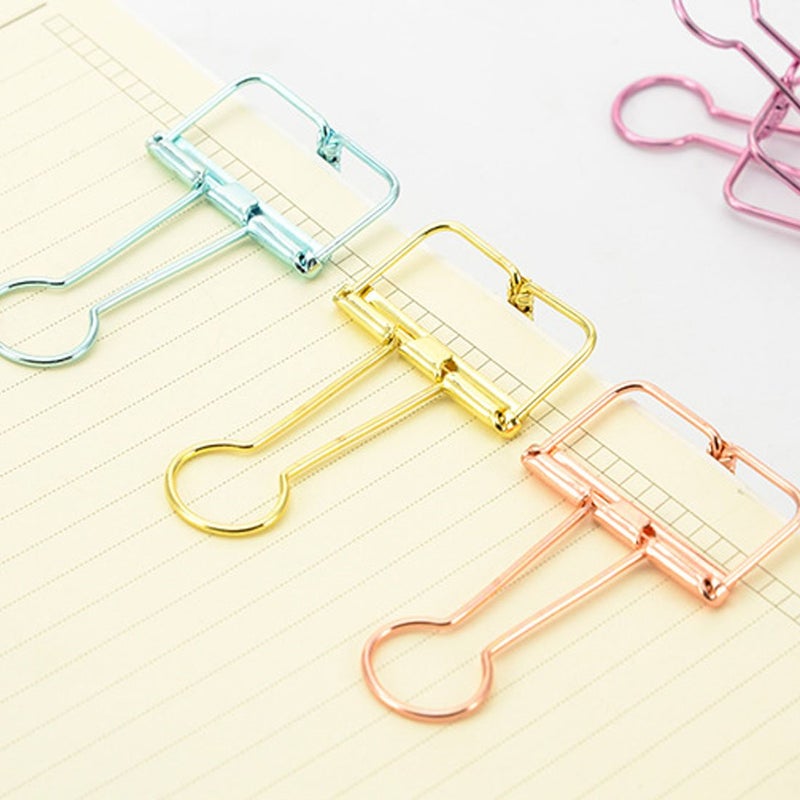 Lxnoap Color Hollow Out Paper Binder Clip Invoice Bill Clip Office Supplies Pack of 10 (M, Bronze) - Image 4